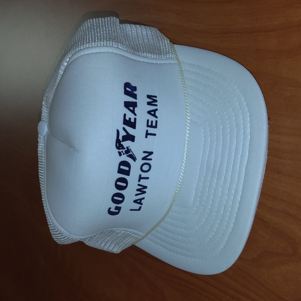 Vtg Good Year Lawton Team Embroidered Trucker Mesh Snapback Hat Cap w/Rope